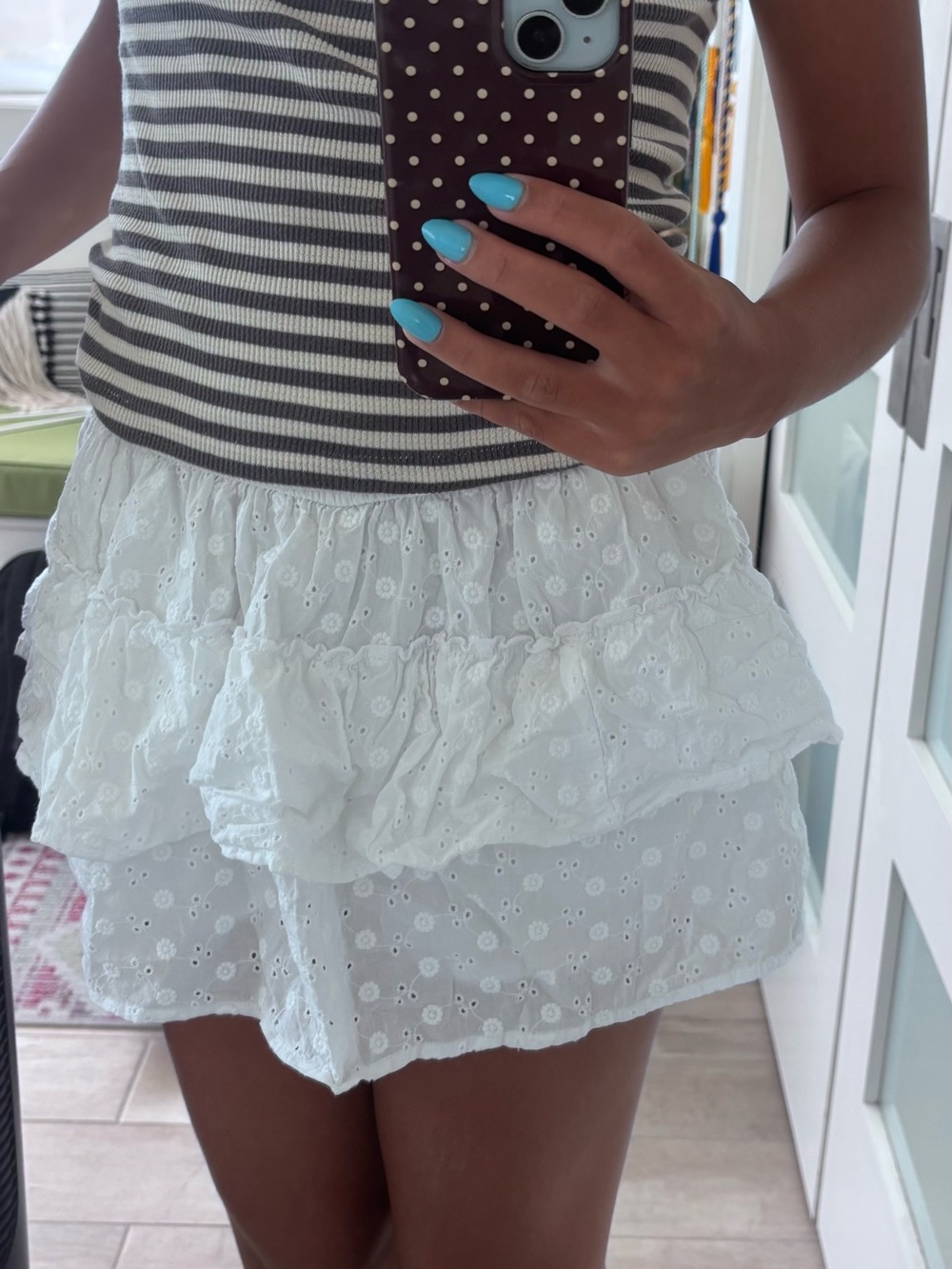 Hollister White Eyelet Ruffle Mini Skirt